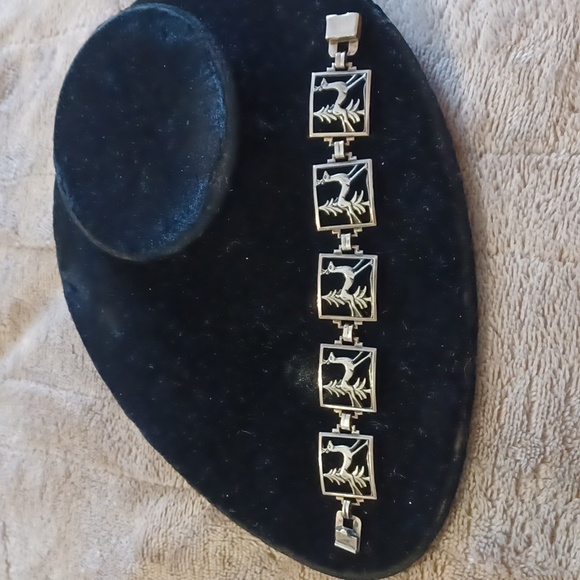 Sterling silver deer in the woods bracelet.  Vintage - Picture 7 of 9